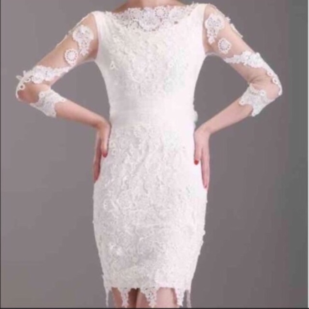 Black 3/4 sleeve lace mesh embroidery formal dress